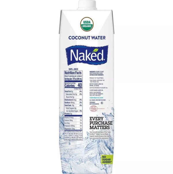 4 Bottles Naked Juice Organic Coconut Water 33 8 Fl Oz Bottle