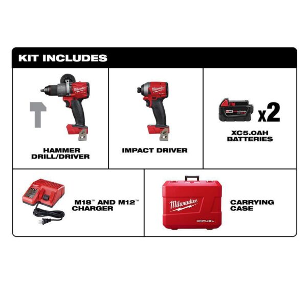 18-Volt Lithium-Ion Brushless Cordless Hammer Drill and Impact Driver Combo Kit (2-Tool) with Two 5Ah Batteries 1