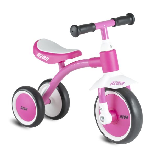 Tricycle NEON Trike for Kids from 18-36 month Pink CHILD SAFETY FIRST - The NEON Tricycle is designed with a limited steering and fully enclosed wheels to keep your kid’s feet safe. IDEAL FOR INDOOR, puncture proof wheels. EASY ASSEMBLY Non marking and silent wheels Safe Steering Limit Design Durable and lightweight frame