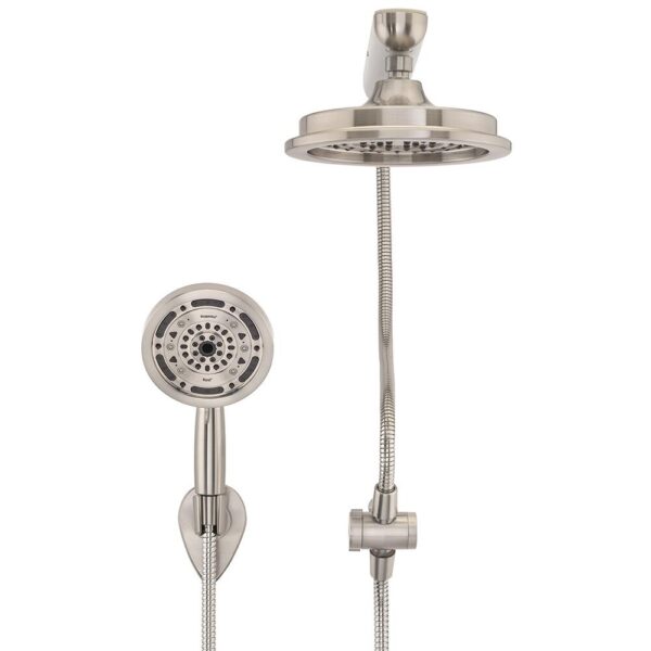 Oxygenics® RainBar® with Burst® 7-1 2 Brushed Nickel Rain Showerhead with Handheld Showerhead Combo