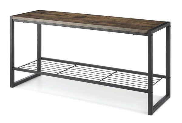 3-Pair Modern Industrial Entryway Shoe Bench