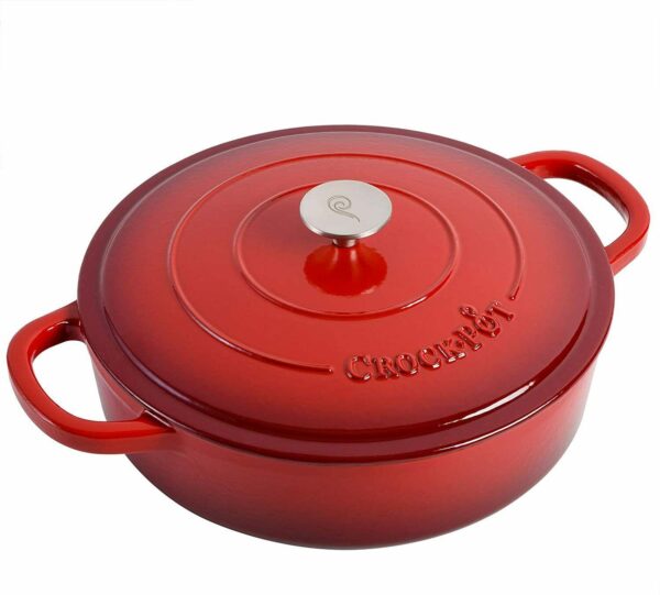 Crock Pot Artisan Enameled Cast Iron Braiser W/Lid, 5 Quart, Scarlet Red