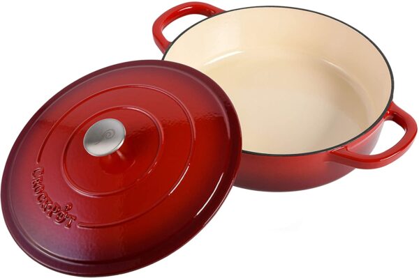 Crock Pot Artisan Enameled Cast Iron Braiser W Lid, 5 Quart, Scarlet Red 8