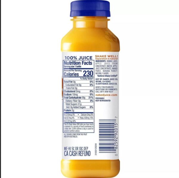 12pks Naked Juice All Natural Orange Mango - 15.2 fl oz/pack - Image 4