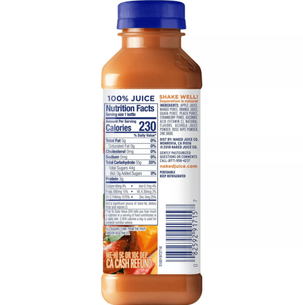 12 pks Naked Power-C Machine Juice Smoothie - 15.2 fl oz/pack - Image 2