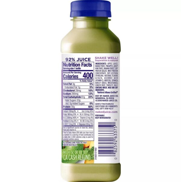 12 pks Naked Protein & Greens Juice Smoothie - 15.2oz/pack - Image 2