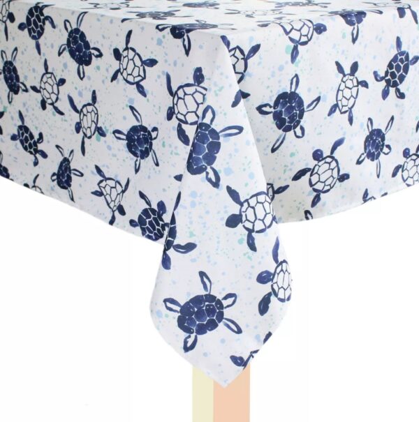 Celebrate Summer Together Indigo Turtles Indoor Outdoor Tablecloth1