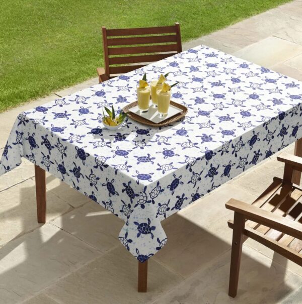 Celebrate Summer Together Indigo Turtles Indoor Outdoor Tablecloth1