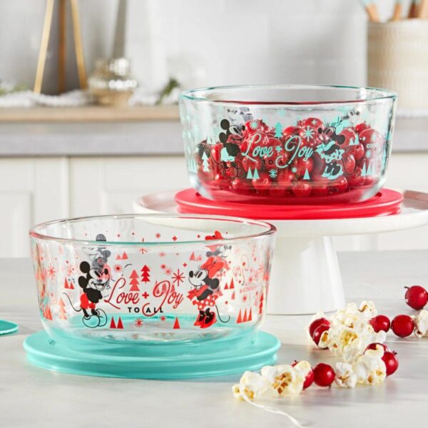 Mickey & Friends™ 8-piece Decorated Glass Storage Container Set, Holiday Edition pyrex