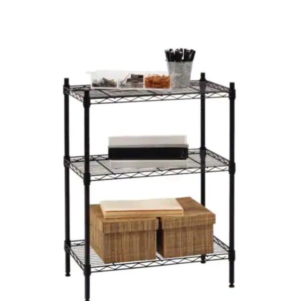 HDX Black 3-Tier Metal Wire Shelving Unit 24 in. W x 30 in. H x 14 in. D