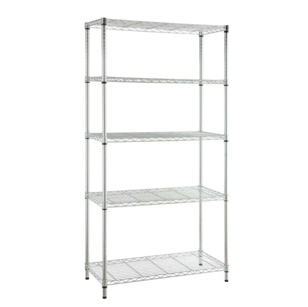 HDX Chrome 5-Tier 5-Tier Metal Wire Shelving Unit 36 in. W x 72 in. H x 16 in. D