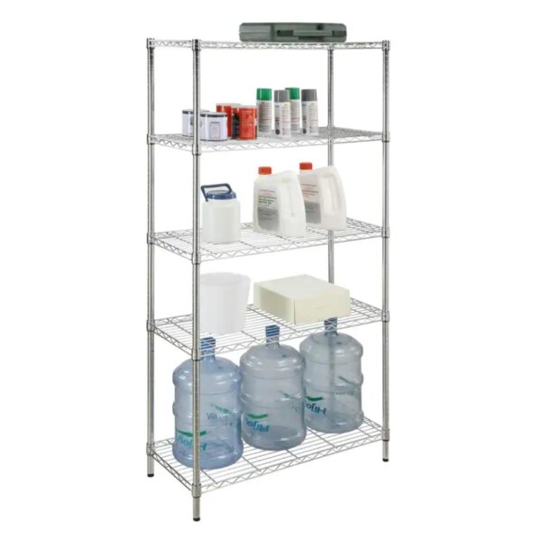 HDX Chrome 5-Tier 5-Tier Metal Wire Shelving Unit 36 in. W x 72 in. H x 16 in. D