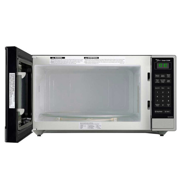 Panasonic 1.6CuFt Countertop Microwave with Genius Inverter Technology, NN-SN755S This sleek, stainless steel 1250W microwave oven by Panasonic makes a stylish and convenient addition to any contemporary kitchen. The 1.6-cubic-foot unit with a 15" turntable is ideal for busy professionals and on-the-go families, the microwave oven provides quick and easy meal preparation and matches with any kitchen décor. Panasonic's Inverter technology delivers even temperature cooking at any power level, which means that even at low power settings, your food will be cooked throughout. The consistent delivery of microwave energy allows delicate foods to simmer without the edges and surfaces overcooking, so foods have the look and taste you expect, without the wait.