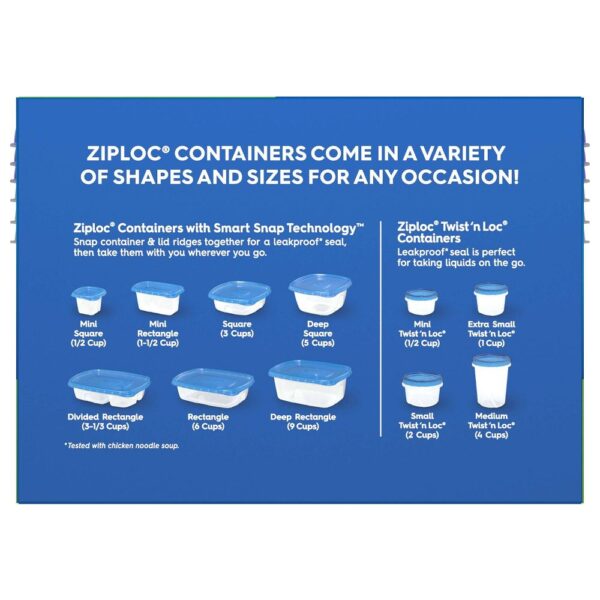 Ziploc Square Containers with Smart Snap Technology - 3ct