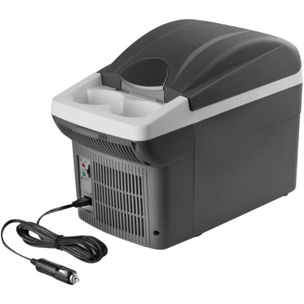 6-Quart 12-Volt Personal Thermoelectric Cooler Warmer Wagan The Wagan Tech 6 Quart 12-Volt Personal Thermoelectric Cooler/Warmer keeps food and drinks cool or warm while on the road. When taking leftovers home from the restaurant, switch the cooler/warmer on to “warming mode” and it will begin to heat up instantly. This is a great device to take with you to the park, tailgating, BBQs, sporting events or wherever you need to keep items cool or warm. It has no CFCs or refrigerant inside of the unit; there is nothing to leak out or deplete the ozone. The cooler/warmer uses thermoelectric cooling which is a simple transfer of electrical current. This 12 volt fridge/warmer is user friendly, and with its built-in carry strap, you can carry it to and from your destination without being awkward. Holds 9 cans Simple switch for selecting cooling mode or warming mode with indicator lights CFC-free cooling (no refrigerant) Can cool 40°F to 45°F below ambient temperature Designed to fit at front center console or back seat Can be used in the vehicle, home, hotel room or office with optional AC adapter Adjustable shoulder strap for ease of portability Includes 9ft 12V DC power cord