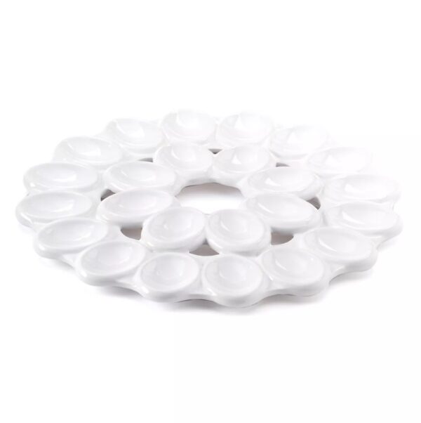 Deviled Egg Tray Food Network™ Deviled Egg Tray Proudly display your homemade deviled eggs on this Food Network egg tray. PRODUCT FEATURES Stoneware construction promises lasting beauty. PRODUCT CONSTRUCTION & CARE Stoneware Dishwasher safe PRODUCT DETAILS 12-in. diameter