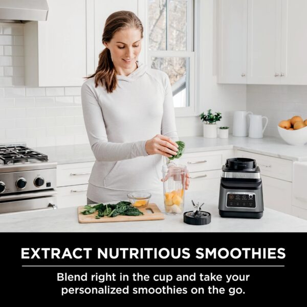 Ninja Professional Plus Blender DUO with Auto-iQ The Ninja® Professional Plus Blender DUO® with Auto-iQ® features a new modern design and a more powerful motor than Ninja's original Professional Blender DUO.** Ninja Total Crushing® Blades and Pro Extractor Blades® Assembly give you perfectly crushed ice for your smoothies, frozen drinks, and nutrient extractions***. The 72-oz.Total Crushing Pitcher is great for making large batches for the whole family* with 1400 peak watts of professional power. Plus, its single-serve cups with spout lids make it easy to take delicious, nutrient-rich smoothies on the go. Auto-iQ Technology provides preset programs that do the work for you, no guesswork required. The Ninja® Professional Plus Blender DUO® with Auto-iQ® features a new modern design and a more powerful motor than Ninja's original Professional Blender DUO** Ninja® Total Crushing® Blades give you perfectly crushed ice for your smoothies and frozen drinks with 1400 peak watts of professional power The 72 oz.* Total Crushing® pitcher is great for making large batches for the whole family The single-serve cups with spout lids make it easy to take delicious, nutrient-rich smoothies on the go 3 preset Auto-iQ® programs allow you to create smoothies, frozen drinks, and nutrient extractions***, all at the touch of a button *64 oz. max liquid capacity **Versus BL621, based on operating wattage ***Extract a drink containing vitamins and nutrients from fruits and vegetables