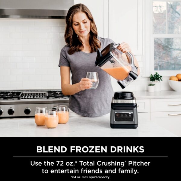 Ninja Professional Plus Blender DUO with Auto-iQ The Ninja® Professional Plus Blender DUO® with Auto-iQ® features a new modern design and a more powerful motor than Ninja's original Professional Blender DUO.** Ninja Total Crushing® Blades and Pro Extractor Blades® Assembly give you perfectly crushed ice for your smoothies, frozen drinks, and nutrient extractions***. The 72-oz.Total Crushing Pitcher is great for making large batches for the whole family* with 1400 peak watts of professional power. Plus, its single-serve cups with spout lids make it easy to take delicious, nutrient-rich smoothies on the go. Auto-iQ Technology provides preset programs that do the work for you, no guesswork required. The Ninja® Professional Plus Blender DUO® with Auto-iQ® features a new modern design and a more powerful motor than Ninja's original Professional Blender DUO** Ninja® Total Crushing® Blades give you perfectly crushed ice for your smoothies and frozen drinks with 1400 peak watts of professional power The 72 oz.* Total Crushing® pitcher is great for making large batches for the whole family The single-serve cups with spout lids make it easy to take delicious, nutrient-rich smoothies on the go 3 preset Auto-iQ® programs allow you to create smoothies, frozen drinks, and nutrient extractions***, all at the touch of a button *64 oz. max liquid capacity **Versus BL621, based on operating wattage ***Extract a drink containing vitamins and nutrients from fruits and vegetables