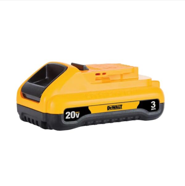 20-Volt MAX Compact Lithium-Ion 3.0Ah Battery Pack with 12-Volt to 20-Volt MAX Charger dewalt The DCB230C includes a 3.0 Amp Hour Lithium-Ion battery pack and charger. 3.0Ah capacity provides run time needed for high demand applications. This pack charges in 45-minutes or less. Same runtime and power in a lighter, shorter package compared to DCB200 33% more runtime than DC9096 18-Volt battery 22% lighter (1.06 lbs.) than DCB200 No memory and virtually no self-discharge for maximum productivity and less downtime 3 LED fuel gauge to quickly check state of charger on battery Part of the 20-Volt max system 3.0 Amp hour capacity Diagnostics with LED indicator for battery charge status of charged, charging, power line problem, replace pack or battery temperature problem Charges DEWALT 12-Volt to 20-Volt max lithium-ion batteries