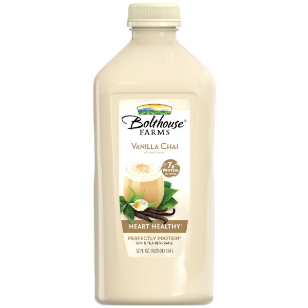 4 Bottles Perfectly Protein Bolthouse Farms Vanilla Chai Tea Drink, 52 fl. oz.Bolthouse Farms Perfectly Protein Vanilla Chai Tea Drink, 52 fl. oz. Bottle Natural green tea, with a hint of vanilla and spice flavors mixed into a creamy drink. All perfectly balanced with 7 grams of protein per serving, it makes for a delicious start to the day or the perfect afternoon snack. Ingredients Soy Milk From Concentrate (Water, Soy Milk Concentrate), Cane Sugar, Contains 2% Or Less: Soy Protein Isolate, Natural Flavors, Acacia Gum, Sea Salt, Green Tea (Water, Green Tea Extract) ATTN: Contains: soy. Creamy vanilla protein drink with a blend of sweet chai tea spice flavors Help keep your energy and spirits high No artificial preservatives, colors or flavors Bolthouse Farms offers a variety of drinks including fruit juice, vegetable juice, protein beverages, and more