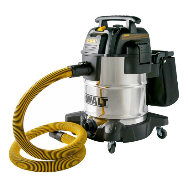 DEWALT 10 Gallon Wet Dry Vacuum This 10 Gallon, 5.0 HP Stainless Steel Wet/Dry Vacuum is rugged, portable, and convenient for quick job site cleanups. With a powerful motor for maximum performance, itdelivers strong suction power for heavy-duty pickup. Use the included cartridge filter for small, dry debris, and wet materials. The sturdy carrying handle makes it easy to take this vacuum to the mess. This vac also features a large on/off switch with water-resistant design for safe and quick access, convenient, built-in 10’ power cord and accessory bag to get all your accessories/tools organized. Swiveling casters provide ease of movement in any direction while a built-in tank drain makes it easy to drain liquids. Ideal for large cleanups on the jobsite Powerful 5.0 peak horsepower motor provides the suction needed for most cleanup jobs Rubberized casters provide easy maneuverability Extra long, 10 ft. power cord with cord wrap helps you reach the mess Crush resistant and flexible hose bends easily to clean every nook and cranny at home, the garage, in the car, and more Built-in blower port powerful enough to blow sawdust and debris from most any workshop Built-in accessory storage bag keeps all accessories neatly organized Large built-in tank drain makes it easy to empty liquids Accessories included: 1-7/8 in. x 7 ft. durable hose, accessory bag, car nozzle ,2 extension wands, disposable filter bag , utility nozzle, floor brush, adaptor, inflation kit, round brush and Clean ConnectTM filter Powerful 5.0 Peak Horsepower Motor Provides the Suction Needed for Most Cleanup Jobs Rubberized Casters Provide Easy Maneuverability Built-in Blower Port Powerful Enough to Blow Sawdust and Debris from Most Any Workshop Large Built-in Tank Drain Makes it Easy to Empty Liquids