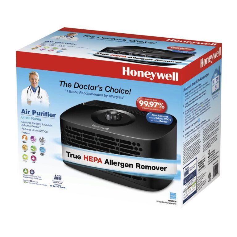 Honeywell True HEPA Tabletop Air Purifier - 80 sq.ft. HEPA Filtration: helps capture up to 99.97% of the following microscopic airborne allergens and particles: dust, pollen, pet dander, dust mite debris and smoke (1) Helps reduce odors and VOCs (3) Independently tested and AHAM Verifide to circulate and filter room air up to 4.8x per hour (2) 3 Cleaning Levels Filter Check/Reset Light tells you when it’s time to change your filter Use only Genuine Honeywell Replacement Filters for best results Recommended filter replacement: 1 Certified HEPA G filter every 12 months and 1 A carbon odor/VOC Pre-Filter every 3 months This product earned the ENERGY STAR label by meeting strict energy efficient guidelines set by the U.S. EPA. Room air cleaners have demonstrated the potential for improving air quality and providing health benefits. EPA does not endorse manufacturer claims regarding the degree to which a specific product will produce healthier indoor air (1) From the air that passes through the filter, 0.3 microns and larger. (2) Based on 3rd party independent CADR testing for the smoke CADR value when operated at the highest level. Air circulation depends on many factors, such as room size and configuration. There is no guarantee that all of the air in a room will pass through the filter. (3) When operated with the odor reducing pre-filter. It is recommended to always use the pre-filter when operating this air purifier.