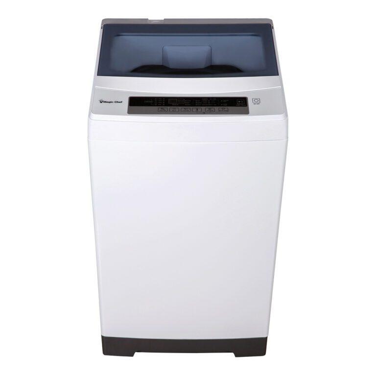 Magic Chef 1.6-Cu.-Ft. 340-Watt Top Load Washer White For limited-space areas and small loads, the White Magic Chef Compact 1.6-Cu.-Ft. Top Load Washer is a lifesaver. You can easily set your desired wash cycle using the electronic controls with LED display. Choose from 6 wash cycles, 3 water level settings, and 3 temperature settings to accommodate a variety of fabrics. Equipped with a number of convenient features, it includes a soft-close lid with a glass viewing window, stainless steel inner tub, detergent dispenser, and auto delay start. Ideal for anywhere you need to save space, this portable washer makes a great choice for apartments and vacation homes.