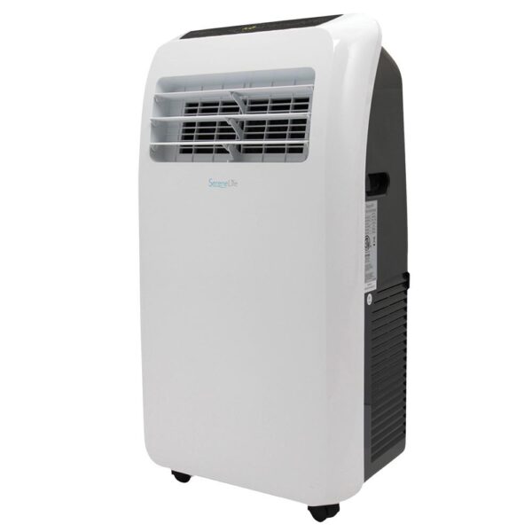 Serene Life Portable Room Air Conditioner and Heater (12,000 BTU) Handy and portable Built-in dehumidifier 4 operating modes Ideal for year-round use Includes AC unit, exhaust hose, window installation plate, and digital remote control Removes moisture at 1.8 liters per hour Operating noise: 56 to 59 dBa Covers a room with cold air up to 450 sq. ft. 12,000 BTU