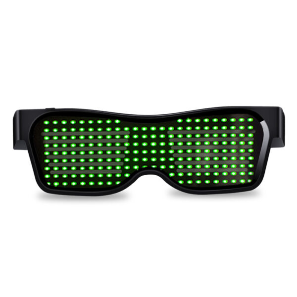 Smart LED Eyeglasses Personalised Party Attraction 1.Unique, Fun & Entertaining! Show off your creativity! 2.Bluetooth enabled to connect to CellPhone App and instantly customize your messages! 3.Light up your message and make it stand out simply with the tip of your finger! 4.Functions include: Text, Drawing, Animation, and Equalizer display! 5.Lightweight, fold-able, illuminative LED, built-in memory! 6.Quality Quaranteed 7.5 Colors:Pink,Red,Green,White,Blue, WE CHOOSE YOUR COLOR.