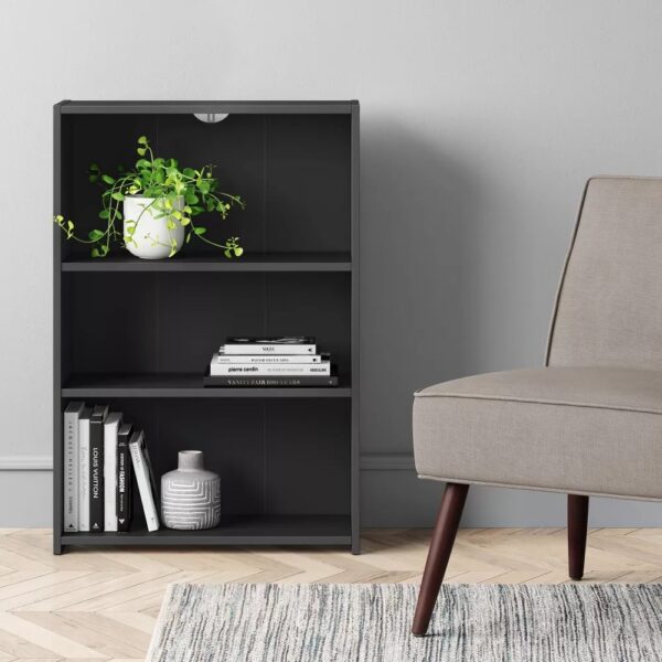 3 Shelf Bookcase  Black - Image 2