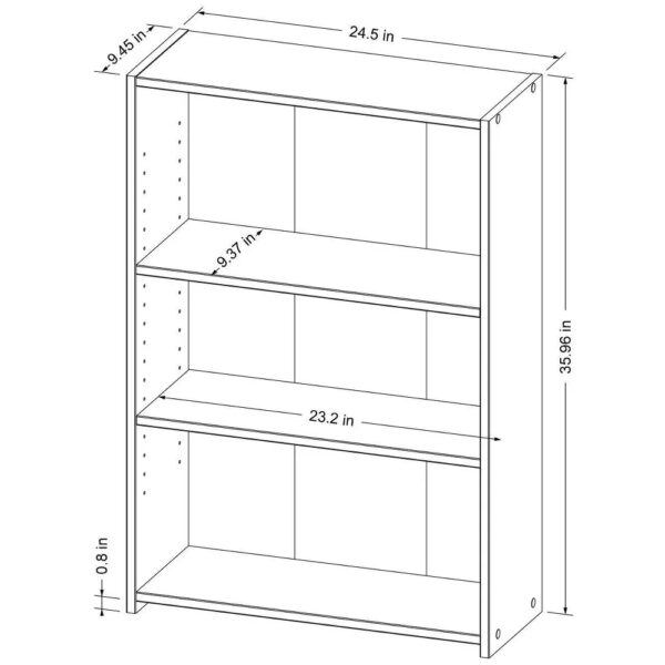 3 Shelf Bookcase  Black - Image 4