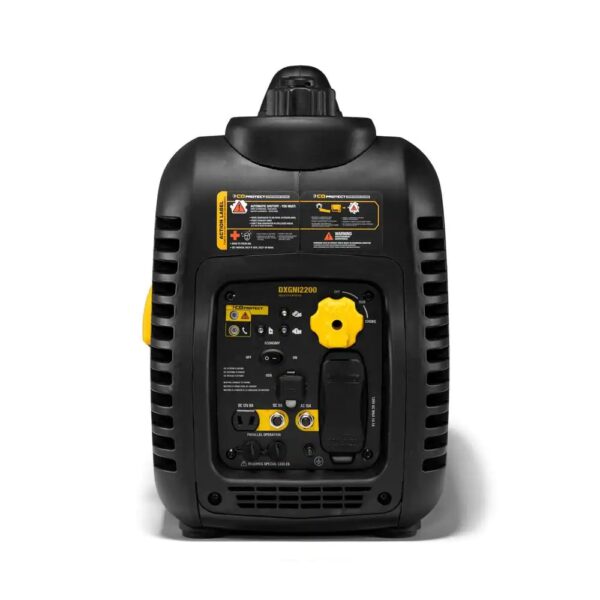 DeWALT Portable Inverter Generator, 2200 Watt PMC172200 CO Protect technology -stops, alerts, saves, powerful protection against hazardous carbon monoxide Clean Inverter technology - provides clean, stable power ideal for tools, sensitive electronics and appliances Compact and lightweight makes transportation easy on the jobsite with built-in handle 11-hours of run time at 25% load with integrated 1 Gal. fuel tank (run times will vary based on load and altitude) DEWALT 80cc OHV engine with Auto Throttle and low oil shutdown that automatically safeguards the engine from incurring damage Quiet and conversation friendly, fully enclosed design dramatically reduces noise levels and meets National Park Service campground noise requirements Economy Mode automatically adjusts engine speeds to save fuel and reduce sound emissions Integrated off/run/choke knob simplifies startup procedures LED indicators alert you when unit is low on oil, overloaded or ready-to-use One 120-Volt 20 Amp OSHA compliant GFCI receptacle, one 12-Volt DC 8 Amp, one 1.5 amp USB port to charge mobile devices Parallel ready allows you to connect two inverter generators for twice the power Covered outlets provide added protection from the environment