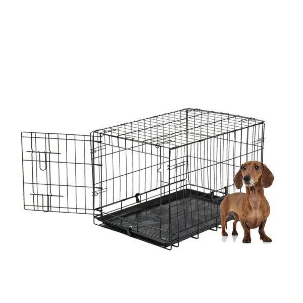 Master Paws® Small Wire Dog Kennel - 24 x 17 x 20 Give your dog a safe place to go with Master Paws Single Door Crate. Whether you're away or crate training, Master Paws is safe and secure with a slide-bolt latch for maximum security. Assembly is easy and does not require any tools - simply unfold and lock in place. Master Paws Dog Crate also comes with convenient carrying handles for easy portability and a ABS plastic pan. Master Paws offers Single Door Dog Crates in multiples sizes for dogs ranging in weight from 11 pounds to 90 pounds.