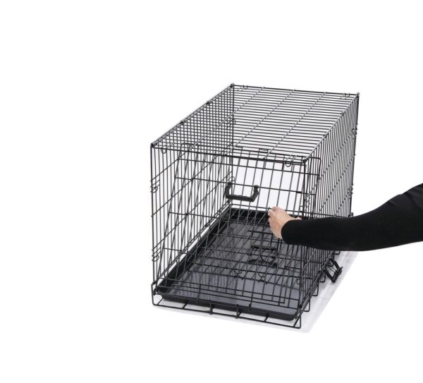 Master Paws® Small Wire Dog Kennel - 24 x 17 x 20 Give your dog a safe place to go with Master Paws Single Door Crate. Whether you're away or crate training, Master Paws is safe and secure with a slide-bolt latch for maximum security. Assembly is easy and does not require any tools - simply unfold and lock in place. Master Paws Dog Crate also comes with convenient carrying handles for easy portability and a ABS plastic pan. Master Paws offers Single Door Dog Crates in multiples sizes for dogs ranging in weight from 11 pounds to 90 pounds.