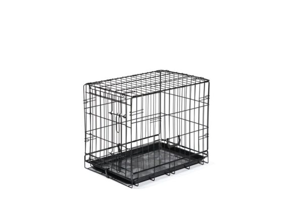 Master Paws® Small Wire Dog Kennel - 24 x 17 x 20 Give your dog a safe place to go with Master Paws Single Door Crate. Whether you're away or crate training, Master Paws is safe and secure with a slide-bolt latch for maximum security. Assembly is easy and does not require any tools - simply unfold and lock in place. Master Paws Dog Crate also comes with convenient carrying handles for easy portability and a ABS plastic pan. Master Paws offers Single Door Dog Crates in multiples sizes for dogs ranging in weight from 11 pounds to 90 pounds.