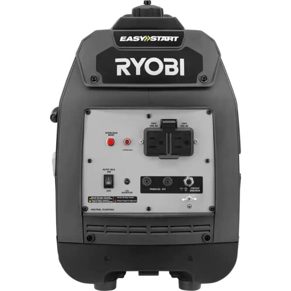 Ryobi 2050 Starting Watt Gray Recoil Start Gasoline Powered Digital Inverter Generator with CO Shutdown 2,050 starting watts, 1,650 running watts Quiet operation Pure Sine Wave technology safe for sensitive electronics CO detect and CO sensor Parallel kit capable Fuel efficient auto-idle fuel-saving technology Two 120-Volt outlets Extendable handle and wheels for easy transport 3-year limited warranty